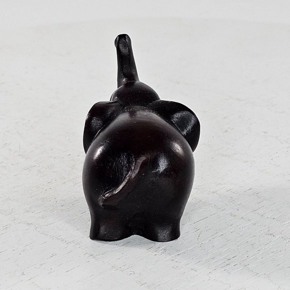 Miniature Carved Lucky Elephant Figurine Trunk Up - Picture 6 of 9